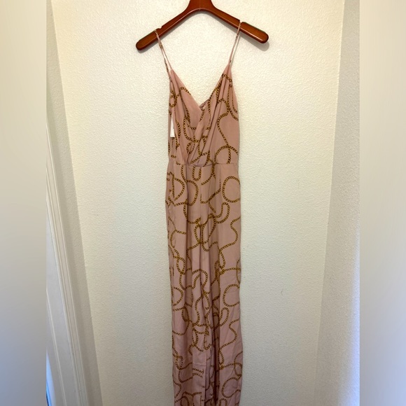 NWT L'AGENCE Chiara Silk Gold Chain Jumpsuit in Pale Pink - Picture 2 of 4